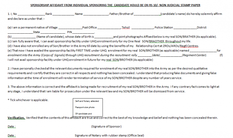 Indian Army Relation Certificate Format Army Open / UHQ Quota Relation ...