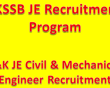 JKSSB Recruitment Program 2023 | J&K JE Civil, Mechanical Engineer bharti 2023
