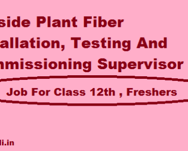 Testing And Commissioning Supervisor job Vacancy 2024 12th Pass Outside Plant Fiber Installation TCS Sarkari Naukari 2024