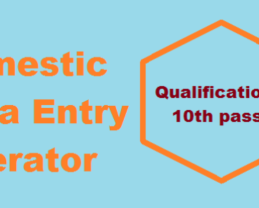 Domestic Data Entry Operator job Vacancy 2023. 10th Pass Data Entry Operator Sarkari Naukari 2023-2024