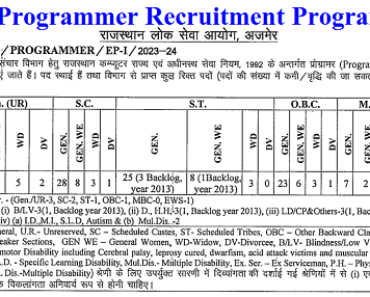 राजस्थान प्रोग्रामर भर्ती 2024 RPSC Programmer Recruitment Program 2024-2025
